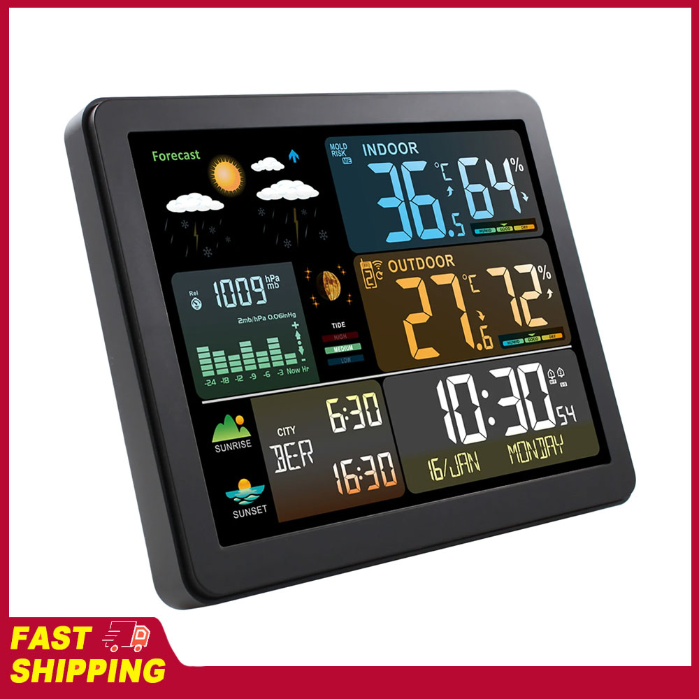 Weather Station Indoor - ساعة طقس متعددة الوظائف بشاشة ملونة