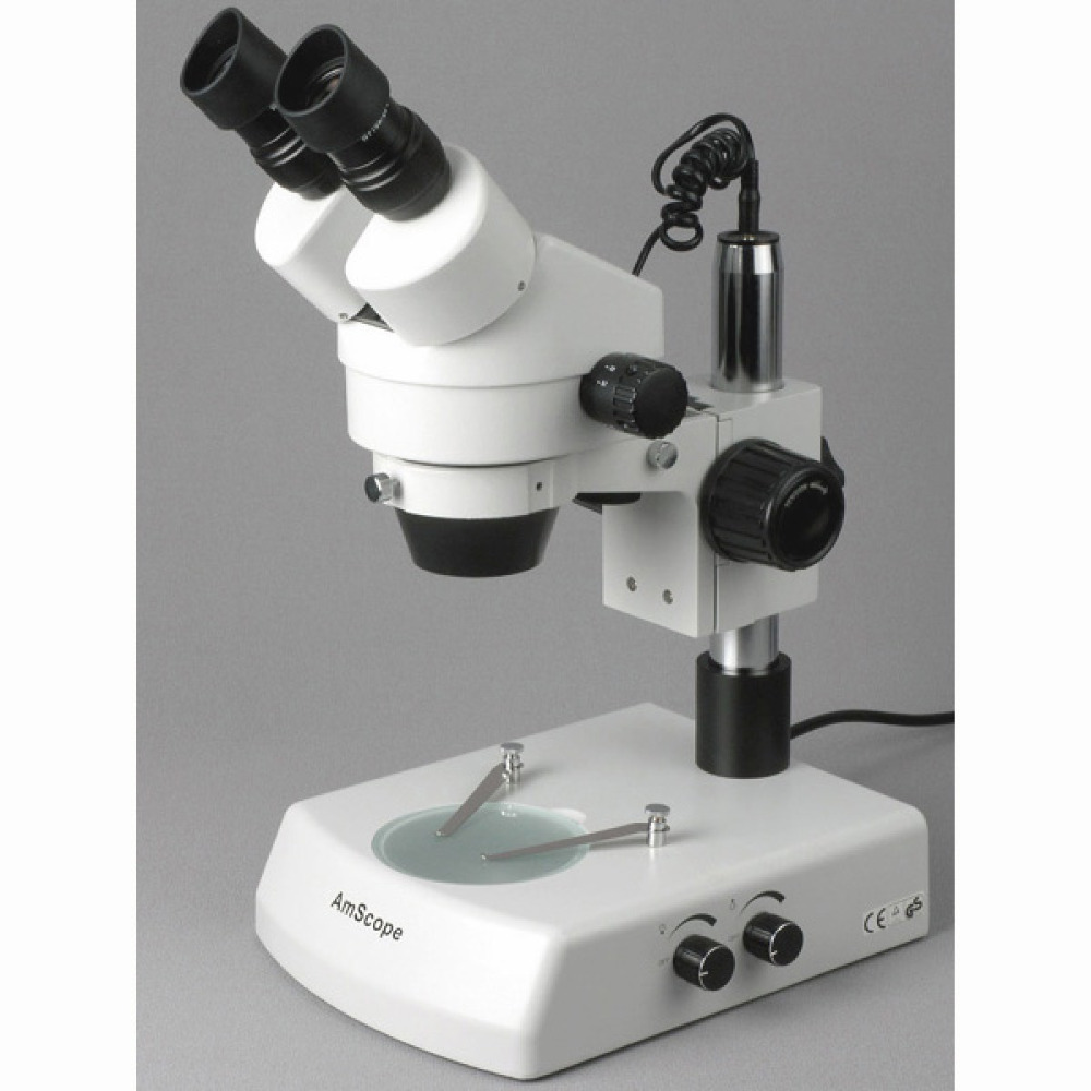 مجهر ستيريو ثنائي العدسة قابل  - مراجعة Amscope Microscope Stereo 7X-45X وسعره
