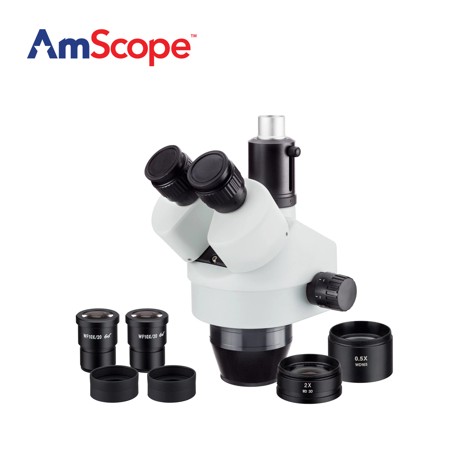 رأس مجهر ستيريو ثلاثي العدسات  - مراجعة Amscope Microscope Stereo 7X-45X وسعره