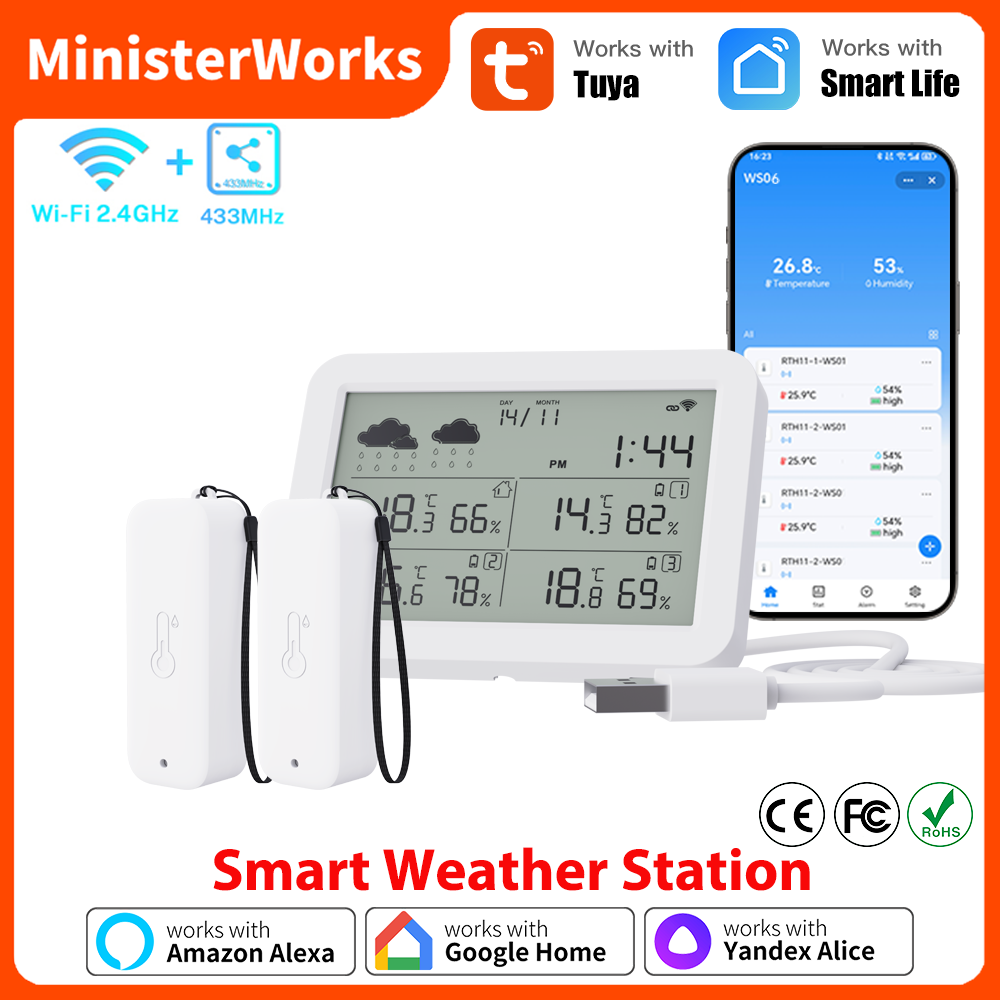 Tuya WiFi محطة الطقس RF433 مست - مراجعة Weather Station Indoor وسعره